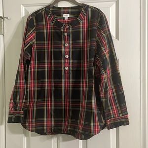 EUC XL J. Crew Factory Black Plaid Top